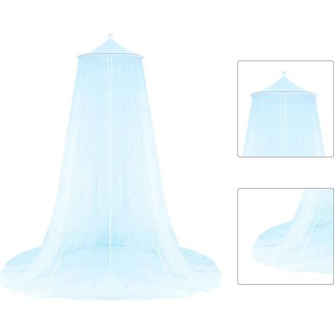 Voile de Lit Queen Size Dôme Princesse Ronde pour Pique-Nique, Jardin, Extérieur et Intérieur, Bleu (1/5)