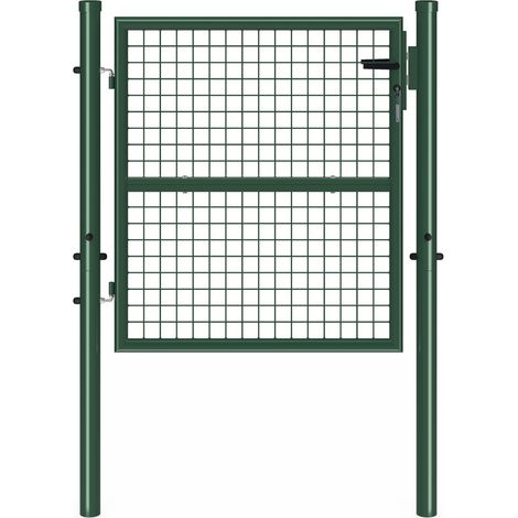 Cancello da giardino in acciaio 105 x 100 cm con serratura e maniglia verde