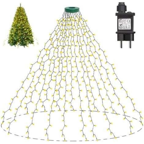 Weihnachtsbaum-Lichterkette 2 m x 16 m, 400 LEDs (1-2,4 m), 8 Modi, Weihnachtsdekoration für Haus, Garten, Terrasse (warmweiß)