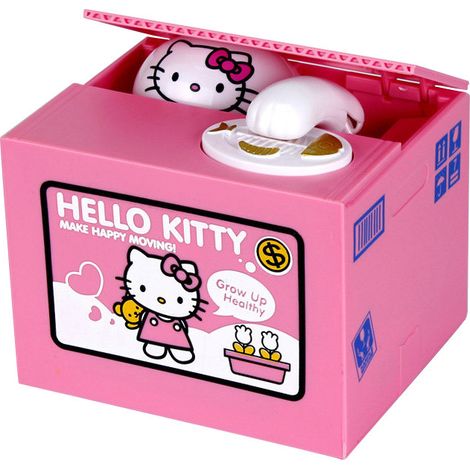 Salvadanaio a forma di gatto Hello Kitty, un regalo originale con un simpatico gatto volante che colleziona monete. (1/4)