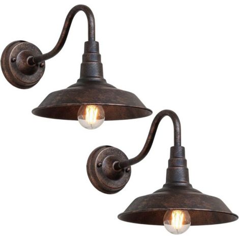 2 x Applique Murale Vintage Métal Noir, Edison Lampe Rétro LED, Vintage Applique Murale Pour Couloir Cuisine (1/5)