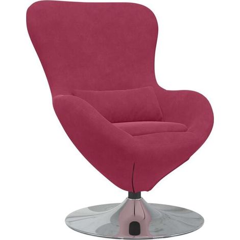 Fauteuil œuf en velours bordeaux (1/5)