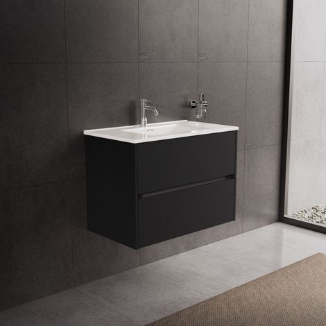Inda - Meuble de salle de bain 2 tiroirs L.80 avec vasque (1/5)