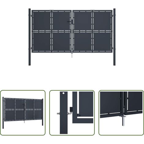 vidaXL Gartenzaun - Gartentor aus Stahl 300 x 200 cm Anthrazit (1/5)