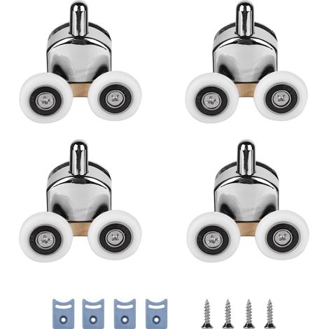 Roulettes de Porte de Douche - 4 Paires de Galets 23mm, Roues de Remplacement pour Porte Coulissante, Double Rouleaux avec Vis, Compatibles avec Portes de Salle de Bain Courbes, Accessoires de Réparat (1/5)