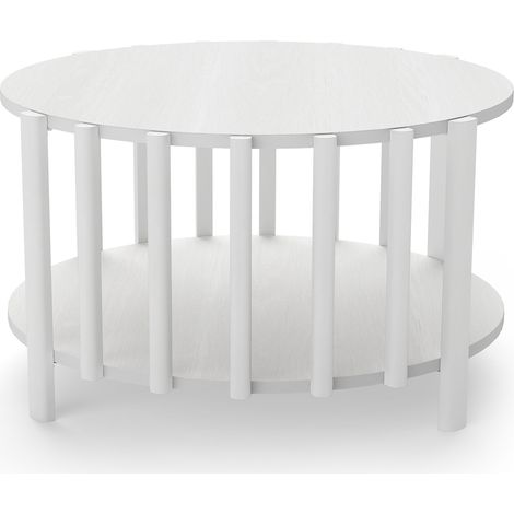 SJLERST Table basse ronde minimaliste en bois, table d'appoint multifonctionnelle pour salon, décoration intérieure blanche (1/5)