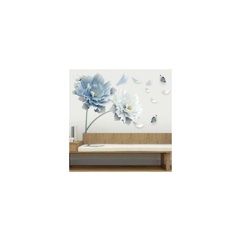 Wandaufkleber, florale Wandtattoos zur Wanddekoration, große Wandaufkleber mit Blumen- und Pflanzenmotiven, selbstklebende Aufkleber für Wohnzimmer, Schlafzimmer, Eingangsbereich, Flur, Fenster, 125 ×