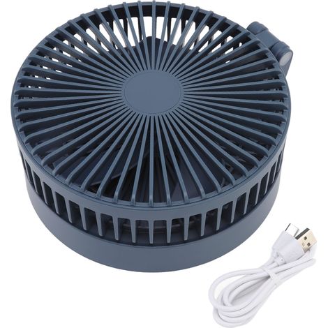 Ventilateur de bureau oscillant pliable, ventilateur suspendu sans crochet, rechargeable USB avec batterie intégrée, bleu (1/5)