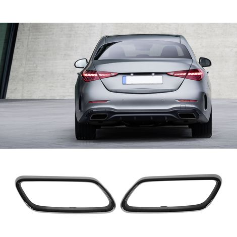 Mercedes-Benz C-Klasse W206 AMG Line (ab 2022): Austauschbare Auspuffblenden in Hochglanzschwarz auf beiden Seiten. (1/5)