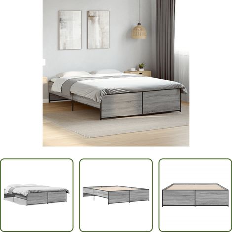 vidaXL Estructura cama madera ingeniería metal gris Sonoma 140x200 cm (1/5)