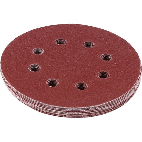 Set di 10 dischi abrasivi da 125 mm – grana 100 – rossi – 8 fori – carta vetrata – tampone lucidante