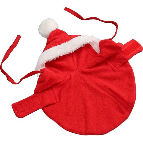 Cape de Noël pour animaux de compagnie, chaude, douce et agréable au toucher, avec capuche, rouge, taille XL. Idéale pour chiots et chats. (1/2)