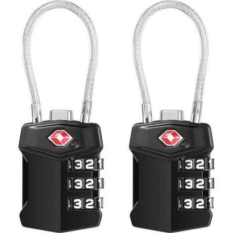 Cadenas Valise 2 Pack, Cadenas Valise Avion Serrures à Bagages à Combinaison 3 Chiffres Cadenas Voyage pour Extérieur Voyage Bagage Camping Casier (1/5)