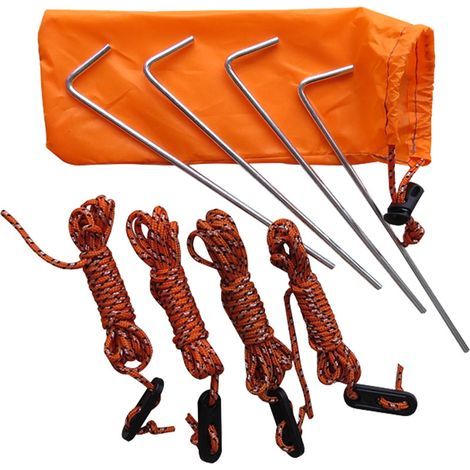 Heringe für verstellbare Zeltleinen – Edelstahl und reflektierendes Polyester – Für Camping im Freien – 12er-Pack (1/5)