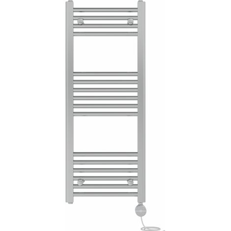 NRG Prefilled Thermostatic Electric Straight Heated Towel Rail Radiator 1000 X 400mm Chrome (1/5)