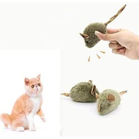 Souris vocale de simulation, anti-anxiété pour chaton, résistante aux morsures, mobile (verte, 2) (1/5)