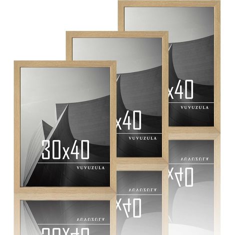 Bilderrahmen 30x40cm Holz Fotorahmen Natur 3er Set Acrylglas (1/5)