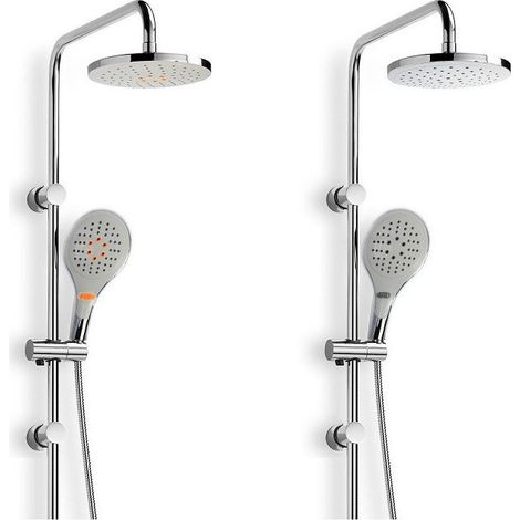 Trade Shop - Asta Saliscendi Cromata Colonna Doccia Soffione Fisso Doccetta Con Saliscendi -
