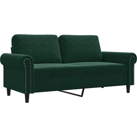 Canapé  Sofa à 2 places Vert foncé 140 cm Velours