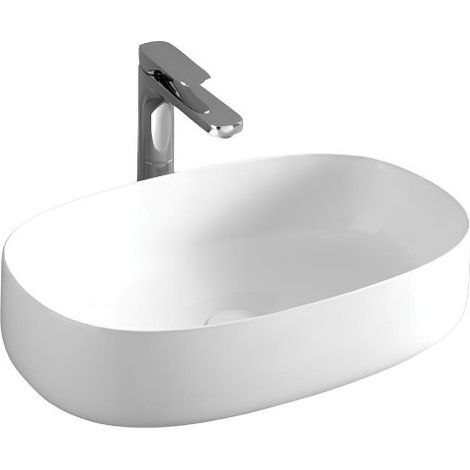 Lavabo Cognac appoggio cm. 55x35 senza foro in ceramica bianco (1/5)
