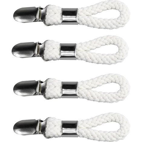 Set di 4 fermagli per asciugamani da appendere - Fermagli per asciugamani con anelli - Portasciugamani - Fermagli per strofinacci da cucina - Fermagli per asciugamani da bagno e da tè - Bianco avorio (1/5)