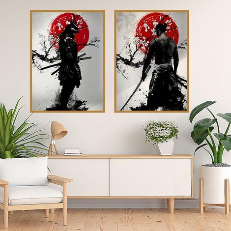 CCYKXASamouraï Japonais Tableau sur Toile, Tableaux Modernes Personnage, Impressions sur Toile, Peintures Modernes Salon à Coucher, Sans cadre(2x30x40cm) (1/5)