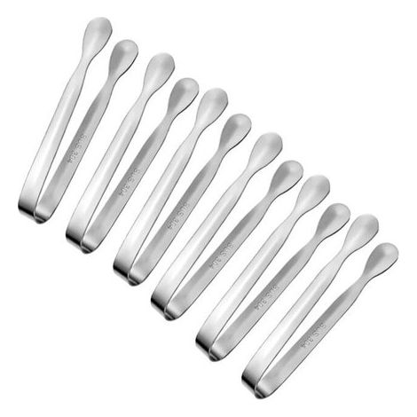 Pince - 6 Pièces - Pince à glaçons - Inox - Pince buffet - Clip sucre - Pince sucres - Pince glaçons - Pince barbecue - Pince cuisine - Ustensiles de cuisine - Convient pour afternoon tea, café, desse (1/5)