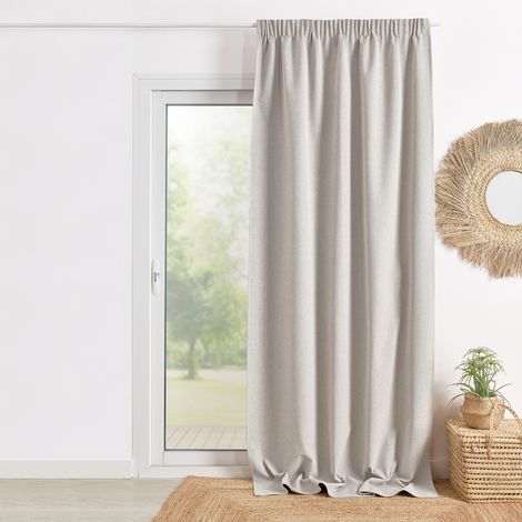 Rideau 100% occultant double face galon fronceur Ivoire 240x260 cm (1/2)