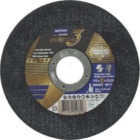 Disque à tronçonner Quantum 3 Norton - 125 - 1 - 22,23 - 41-plat