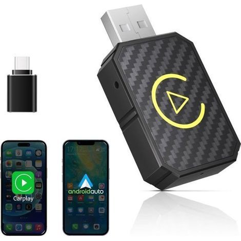 Kabelloser CarPlay-Adapter für Android Auto Mini-Stick zur Umwandlung von kabelgebundenem CarPlay/Android Auto in kabellosen (mehrfarbig) (1/5)