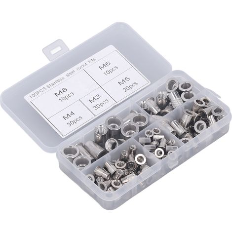 Gerändelte Flachnietmuttern mit rundem Kopf M3 M4 M5 M6 M8, 100 Stück, Aluminiumlegierung, Fahrzeugbefestigungselemente (1/5)