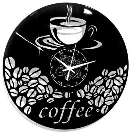 Horloge Murale Design Café Grains Tasse Espresso Barista Vintage Cuisine Moderne Mouvement à Quartz Silencieux Idée Cadeau pour Salon, Chambre (1/2)
