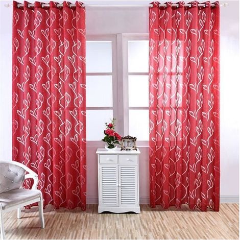 Rideau Voilage -Tissu rouge - 100x250 cm (1/4)