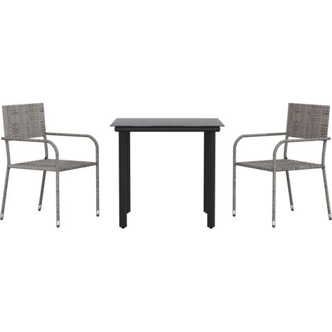 Maison Exclusive - 3-tlg. Garten-Essgruppe Grau und Schwarz Poly