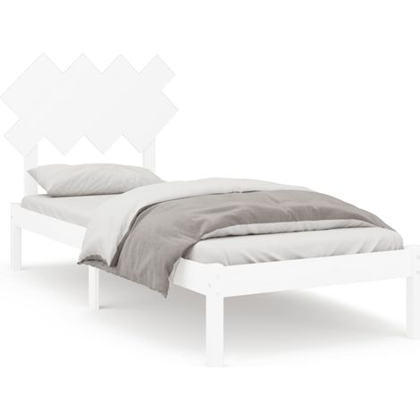 Maison Exclusive - Cadre de lit sans matelas blanc 90x190 cm bois massif (1/5)