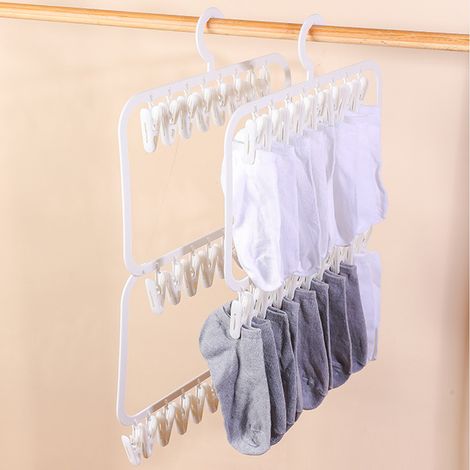 Stendino a forma di V, set di 2 con mollette antiscivolo, 37 x 63 x 0,5 cm, bianco (1/5)