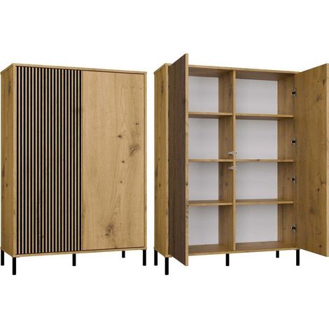 KAMARO – Armadio moderno 8 ripiani e 2 porte – 147,5x103,5x40 cm – Mobile contenitore – Rovere artigianale