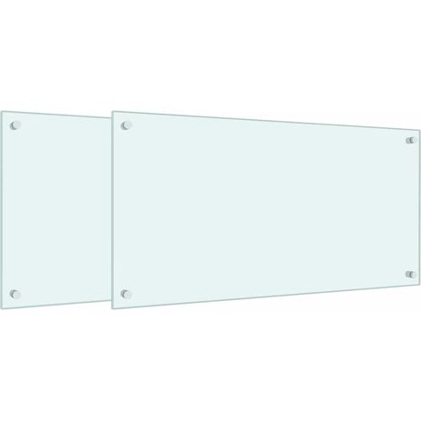 Dosserets de cuisine 2 pcs blanc 80x40 cm verre trempé (1/5)