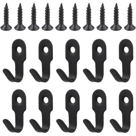 10 Pièces Crochets Simples Noir Crochet Manteau Mural Crochet en Acier Inoxydable Rétro Mini Patère Crochet a Visser avec 10 Vis pour Porte, Mur, Salle de Bain, Cuisine (1/5)