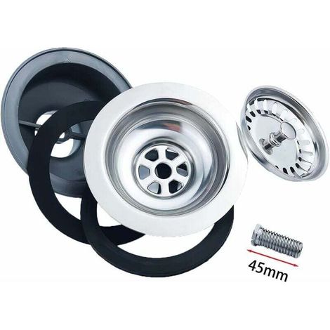 FOREHILL Bonde D'évier sans Trop Plein Panier Inox ø 114 mm 1½", Acier Inoxydable + ABS, Bonde + Panier