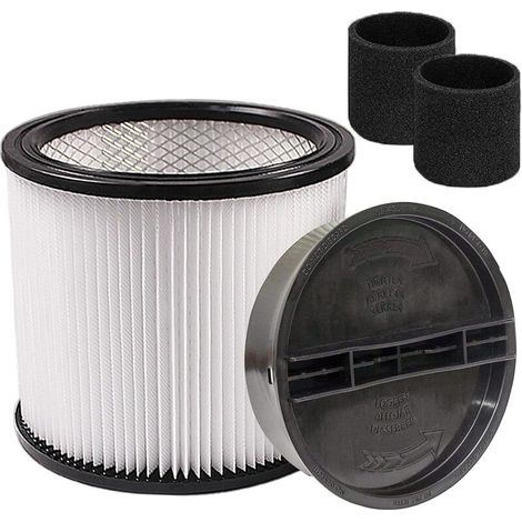 Filtro a cartuccia di ricambio con coperchio, compatibile con i filtri in schiuma ShopVac 90350, 90304, 90333 e 90585, compatibile con la maggior parte degli aspirapolvere a umido/secco da 15 litri (1/4)