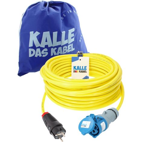 Kalle Adapterkabel Schuko 2,5mm² auf CEE 230V Extreme Signal Gelb IP44 25 Meter