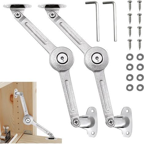 Charnière Porte Placard Cuisine,Armoire Meuble Ascenseur Réglable de Charnière de Support de Couvercle 2 pcs Pour Armoires, Dessus de Placard, Portes de Meubles,Charnières de Portes (1/5)