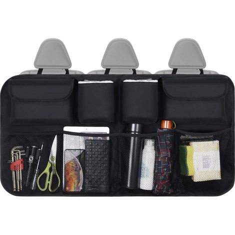 Organizador de malla para maletero de coche con 8 bolsillos, correa ajustable y 3 cintas de sujeción, organizador para coche infantil, apto para SUV y MVP.