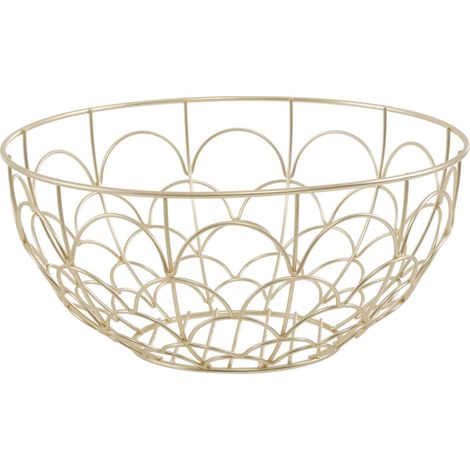 Premier Housewares Deco Fruit Basket Matte Gold Metal Wire Fruit Baskets for Kitchen Countertop Fruit Display And Storage w28 x d28 x h13cm (1/5)