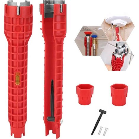 8-in-1-Armaturenschlüssel-Werkzeug, rutschfester Armaturen- und Spülbeckenmonteur, Rohrschlüssel, Armaturenschlüssel für Spüle/Bad/Küche