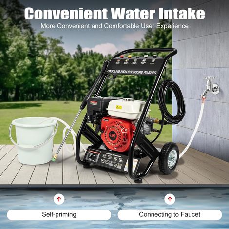 4-Takt Benzin Hochdruckreiniger mit Flächenreiniger 7.5ps Manuelle Dampfstrahler 3400u/min Garten Flächenreiniger 2200psi Benzinmotor Hochdruckpistole Einzylinder mit 5 Düsen & 8m Schlauch (1/5)