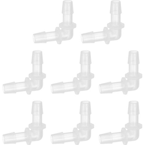 7Pcs Raccord À Bride 90 Degrés Coude L, Raccord De Tuyau en Plastique 3/8" OD Épissure Raccordeur Joint Adaptateur pour Tuyau De Ligne De Liquide De Carburant d'eau, Transparent (1/5)