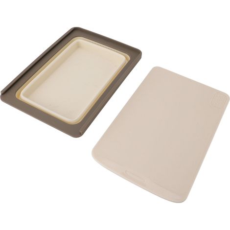 Planche à découper pliable 2 en 1, évier multifonctionnel peu encombrant, portable, pour découper, le camping et les pique-niques, couleur kaki. (1/5)
