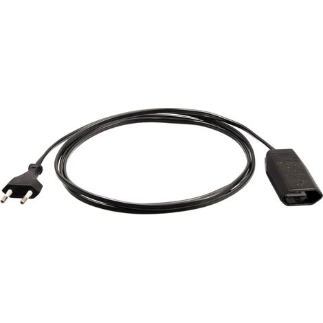 1 Rallonge électrique 3 m, Fiche plate européenne, Prise européenne 230 V, Câble H03VVH2-F, Intérieur